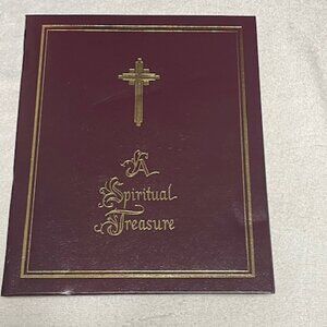 Burgundy "A Spiritual Treasure" Perpetual Mass Enrollment Signed Prayer Card